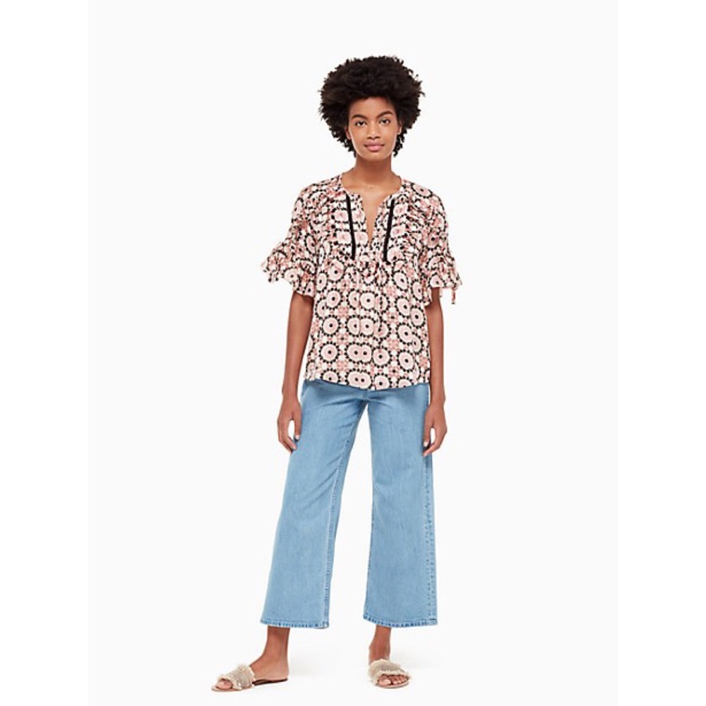 Kate Spade Floral Mosaic Chiffon Top